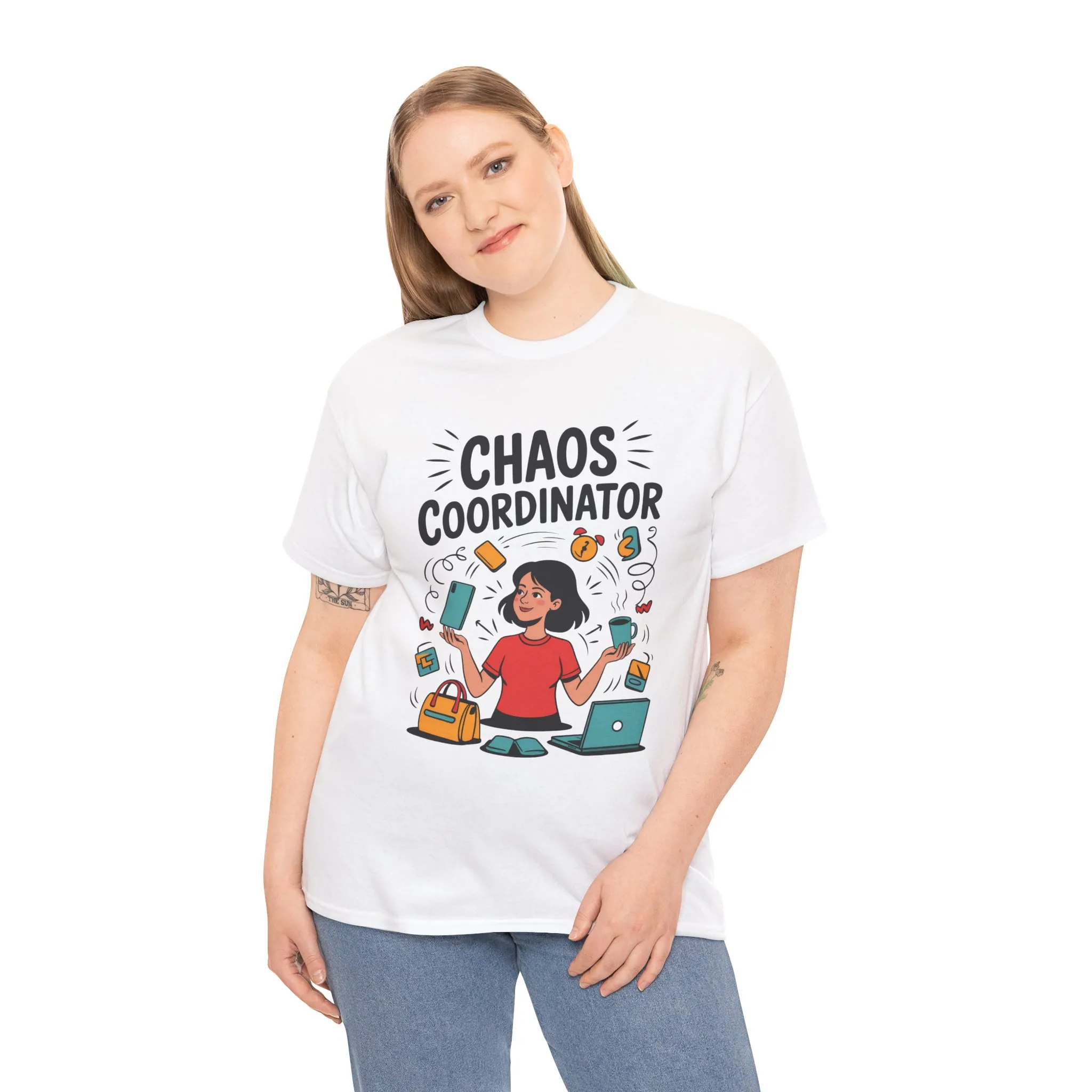 Chaos Coordinator Heavy Cotton Tee, Gift for Busy Moms, Mother's Day Gift, Funny Mom Life Shirt, Busy Life Humor T-Shirt - Image 5