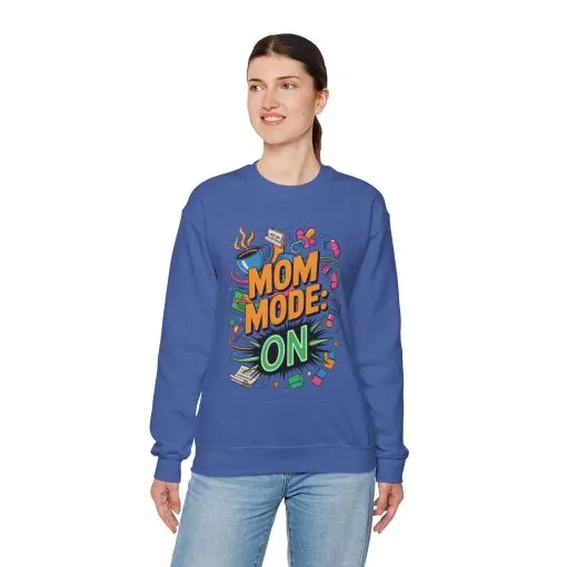 Mom Mode On Crewneck Sweatshirt, Gift for Mom, Mother's Day Humor T-Shirt, Cute Mama Life Graphic Tee, Mother's Day Gift - Image 48