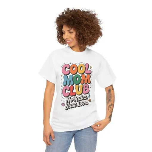 Cool Mom Club Tee, Fun Cotton T-Shirt for Moms, Mothers Day Gift, Parenting Humor Apparel, Fun Mom Shirt, No Rules Just Love Retro Style - Image 5