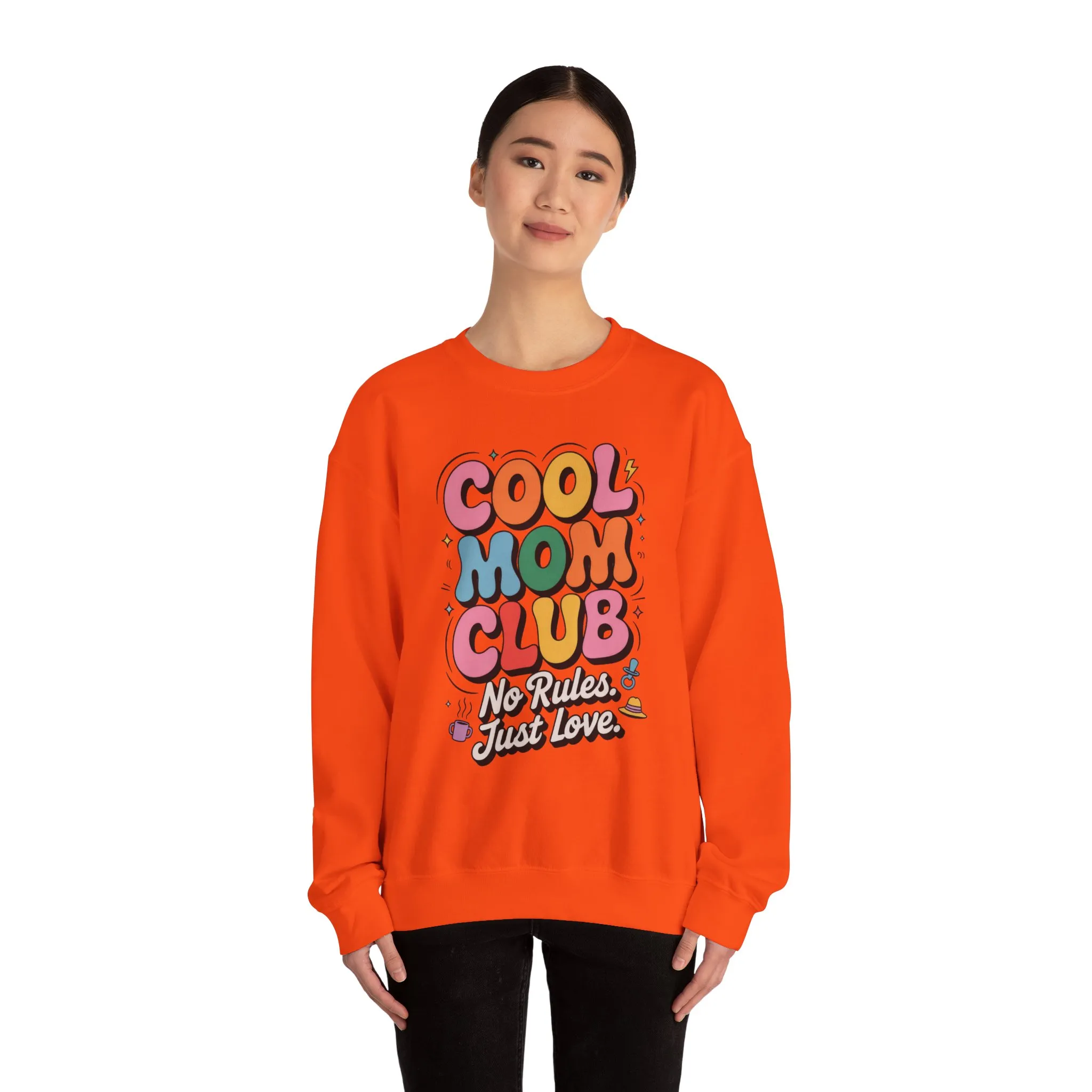 Cool Mom Club Sweatshirt, Gift for Moms, Mother's Day, No Rules Just Love, Retro Colorful Unisex Heavy Blend Crewneck - Image 11