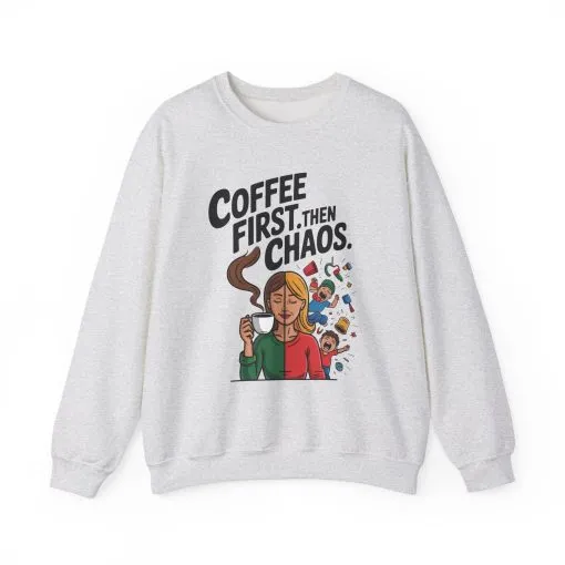 Coffee First Then Chaos Sweatshirt, Ideal Gift for Moms, Fun Casual Wear, Funny Mom Life Sweatshirt, Mother's Day Gift - Image 4