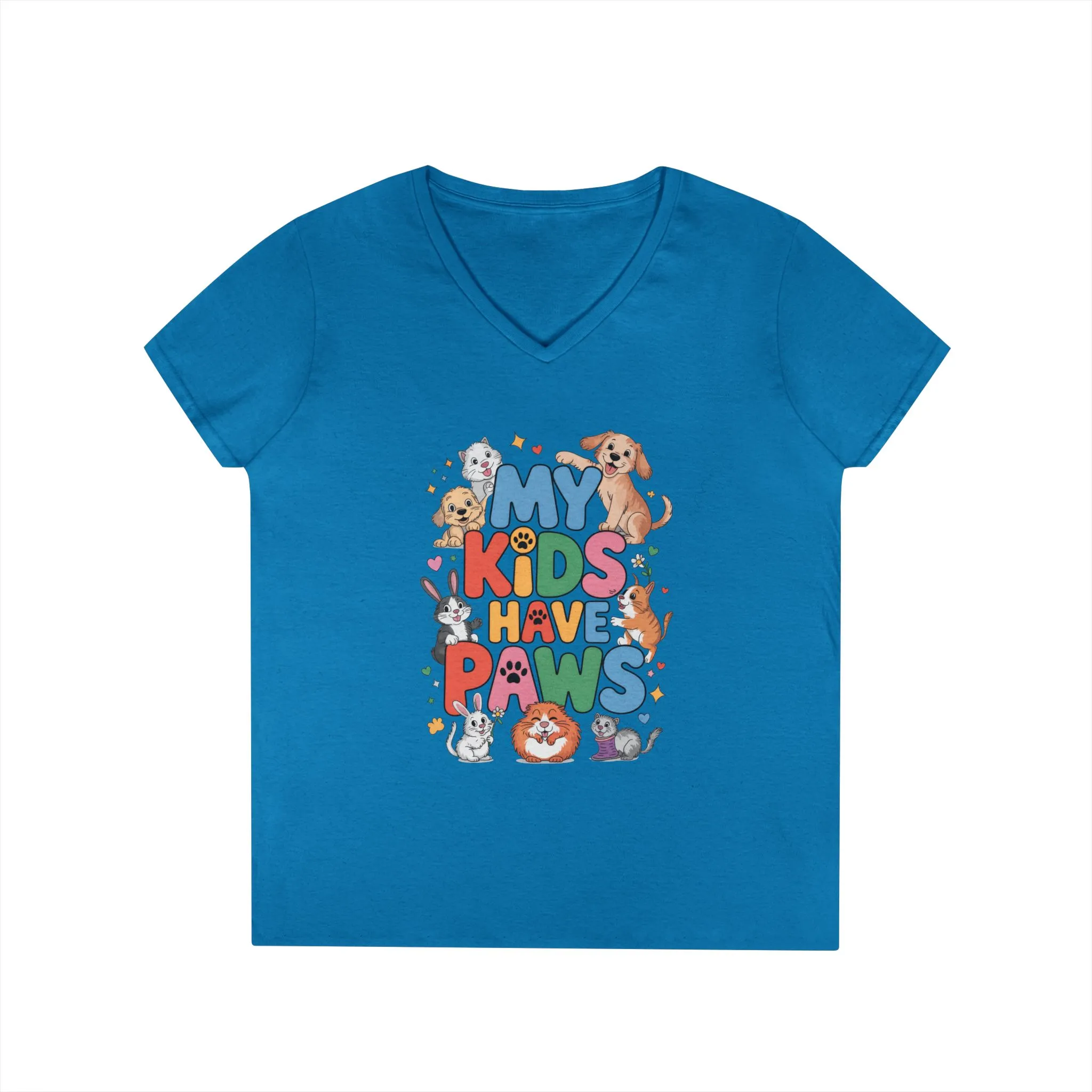My Kids Have Paws V-Neck T-Shirt, Pet Lover Gift, Cute Animal Shirt, Cute Pet Mom Tee, Animal Parent T-Shirt, Dog Cat Bunny Lover Gift - Image 10