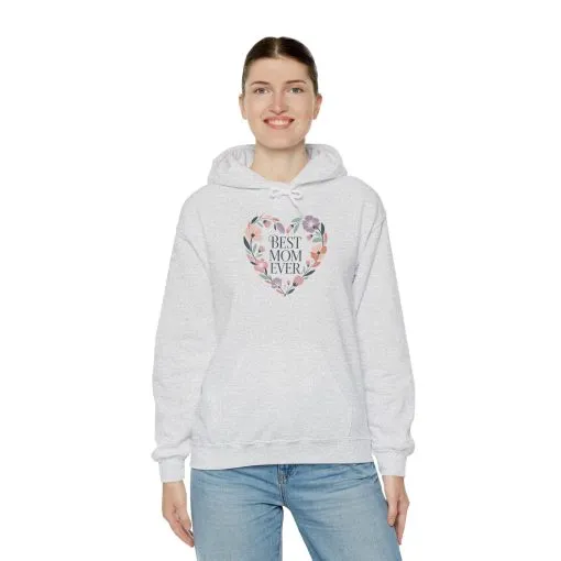 Floral Heart Mom Hoodie - Best Mom Ever Sweatshirt for Mother's Day, Gift for Mom, Cozy Sweatshirt for Women, Everyday Wear, New Mom Gift - Image 9