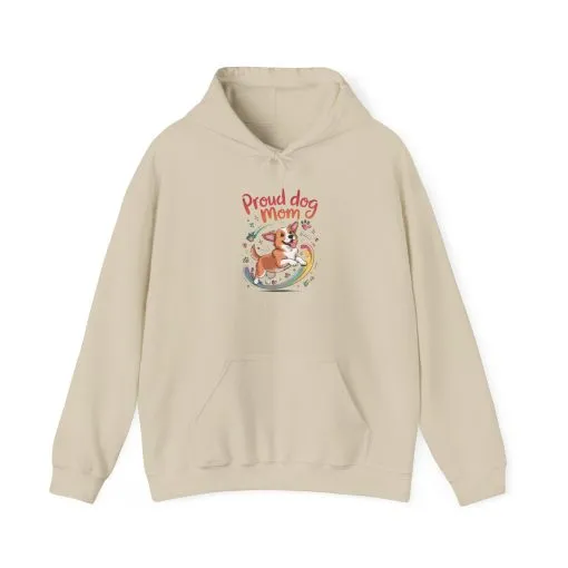 Proud Dog Mom Hoodie, Gift for Dog Owners, Dog Lover Apparel, Mother's Day Gift, Unisex Hooded Sweatshirt, Corgi Rainbow Print - Image 29