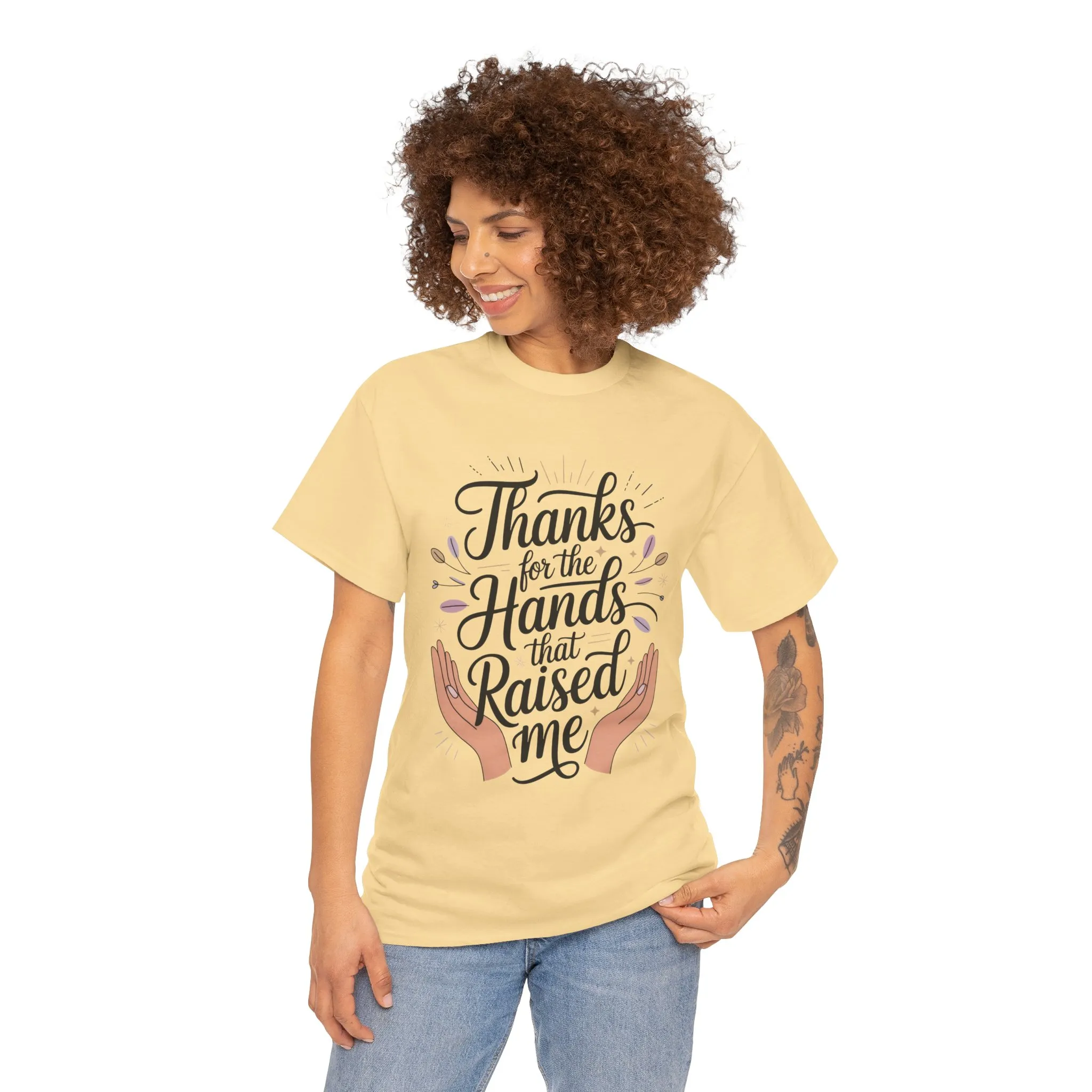 Thanks for the Hands That Raised Me Shirt, Heavy Cotton Tee, Mother's Day Gift, Appreciation Shirt for Mom, Thankful Hands Tee - Image 7