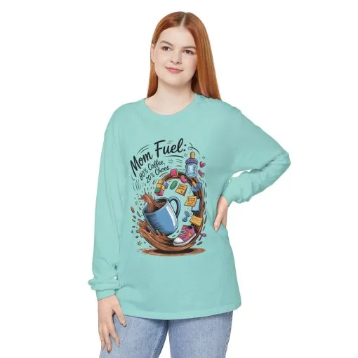 Mom Fuel Long Sleeve T-Shirt, Coffee Lovers Gift, Mother's Day Apparel, Cute Mom Shirt, Coffee Lover Mom Life Top, Coffee Lover's Tee