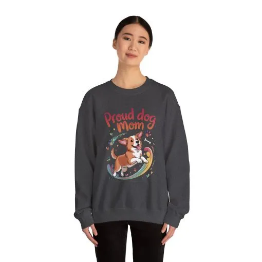 Proud Dog Mom Crewneck Sweatshirt, Pet Lover Gift, Dog Mom Apparel, Animal Lover Clothing, Gift for Dog Moms, Puppy Paw Rainbow Print - Image 35