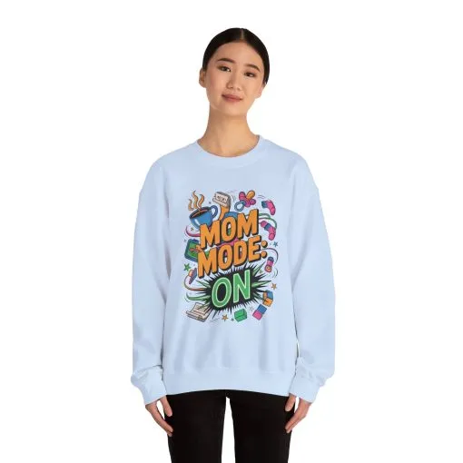 Mom Mode On Crewneck Sweatshirt, Gift for Mom, Mother's Day Humor T-Shirt, Cute Mama Life Graphic Tee, Mother's Day Gift - Image 43