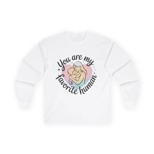 You Are My Favorite Human Mom and Baby Shirt, Unisex Ultra Cotton Long Sleeve Tee, Mother's Day Gift, Cute Heart Design - Image 4