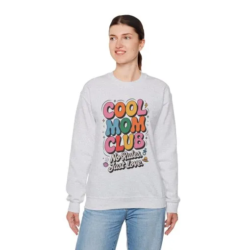 Cool Mom Club Sweatshirt, Gift for Moms, Mother's Day, No Rules Just Love, Retro Colorful Unisex Heavy Blend Crewneck - Image 3