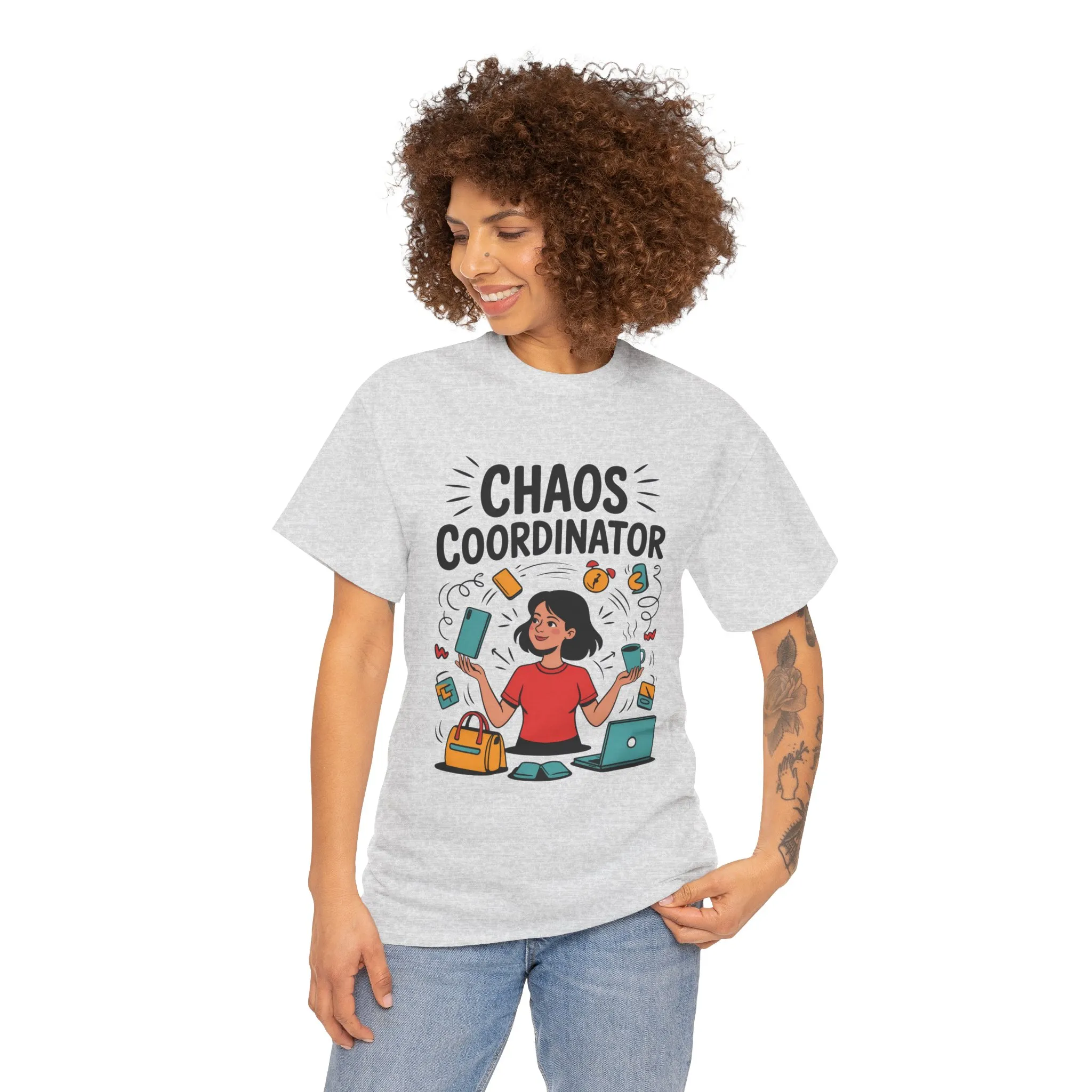 Chaos Coordinator Heavy Cotton Tee, Gift for Busy Moms, Mother's Day Gift, Funny Mom Life Shirt, Busy Life Humor T-Shirt - Image 9