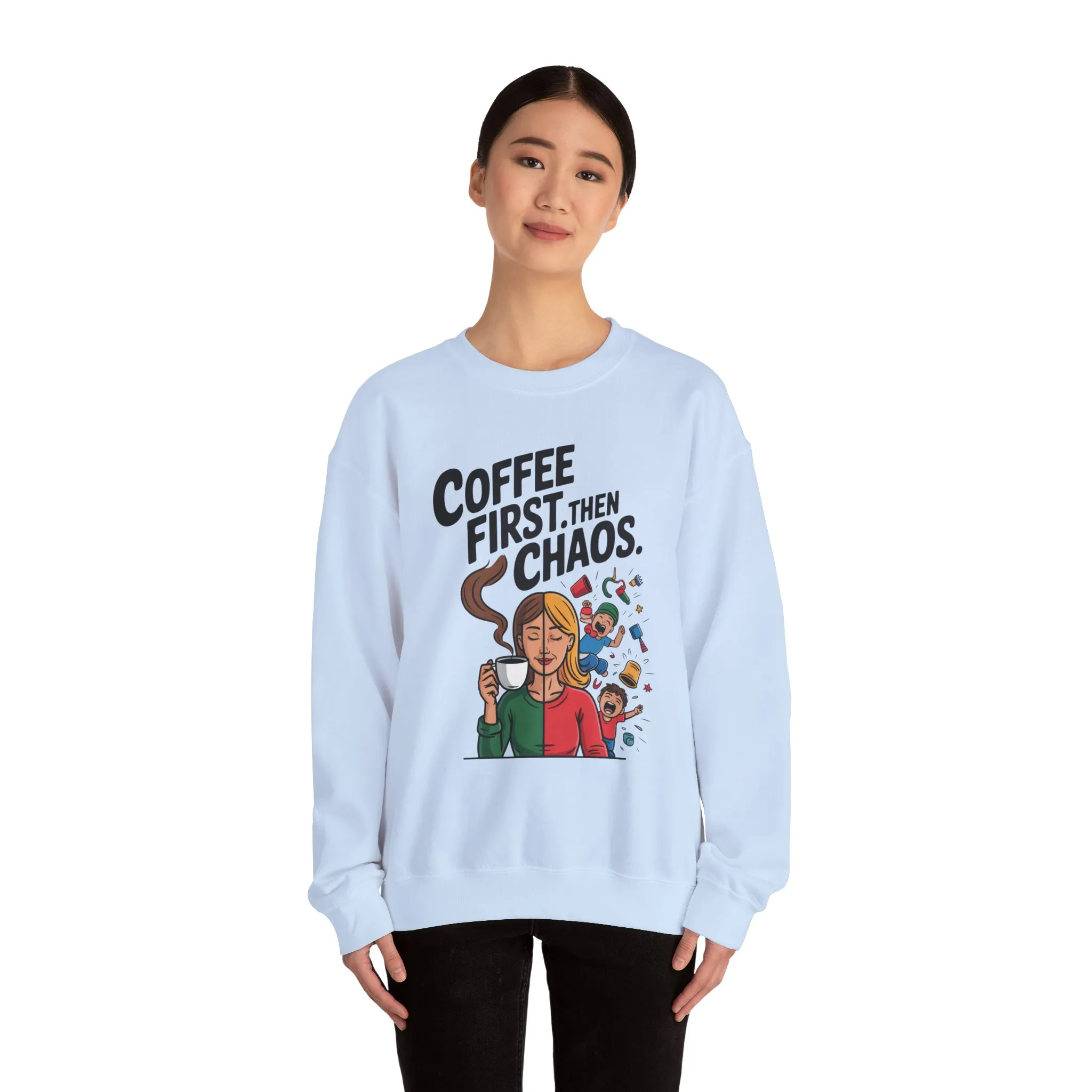 Coffee First Then Chaos Sweatshirt, Ideal Gift for Moms, Fun Casual Wear, Funny Mom Life Sweatshirt, Mother's Day Gift - Image 14