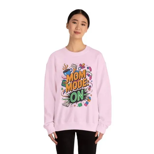 Mom Mode On Crewneck Sweatshirt, Gift for Mom, Mother's Day Humor T-Shirt, Cute Mama Life Graphic Tee, Mother's Day Gift - Image 27