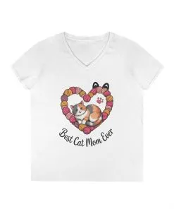 Best Cat Mom V-Neck T-Shirt, Gifts for Cat Lovers, Pet Mom Tee, Cute Cat Shirt, Animal Lover Apparel, Mother's Day Gift