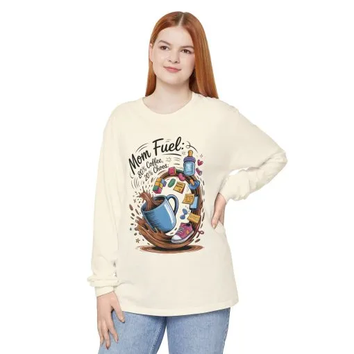 Mom Fuel Long Sleeve T-Shirt, Coffee Lovers Gift, Mother's Day Apparel, Cute Mom Shirt, Coffee Lover Mom Life Top, Coffee Lover's Tee - Image 6