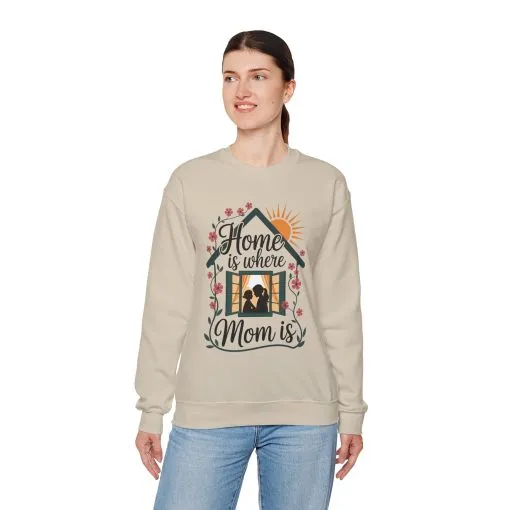 Home Is Where Mom Is Sweatshirt, Mother's Day Cotton Sweatshirt, Cute Family Gift for Mom, Sentimental Mom Gift, mother's day Gift - Image 3