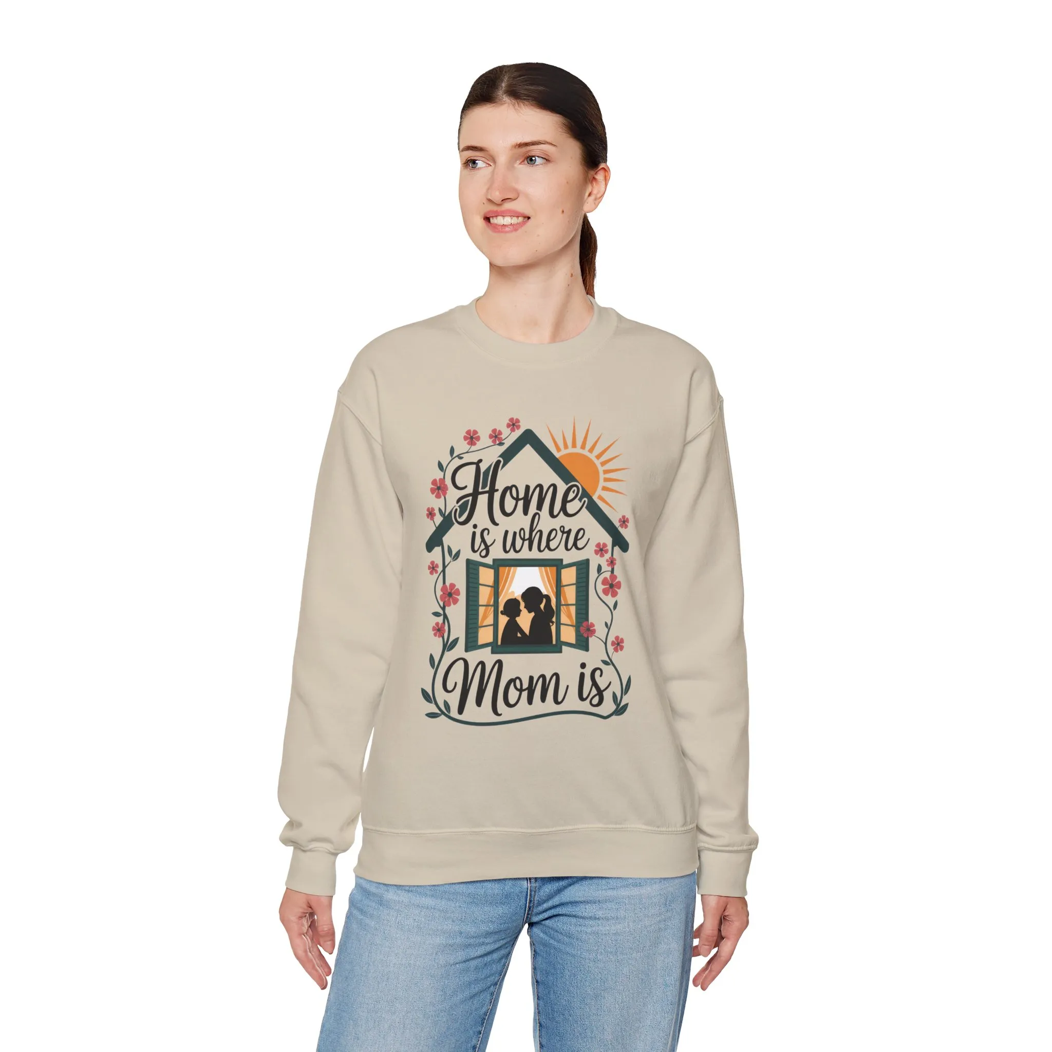 Home Is Where Mom Is Sweatshirt, Mother's Day Cotton Sweatshirt, Cute Family Gift for Mom, Sentimental Mom Gift, mother's day Gift - Image 3