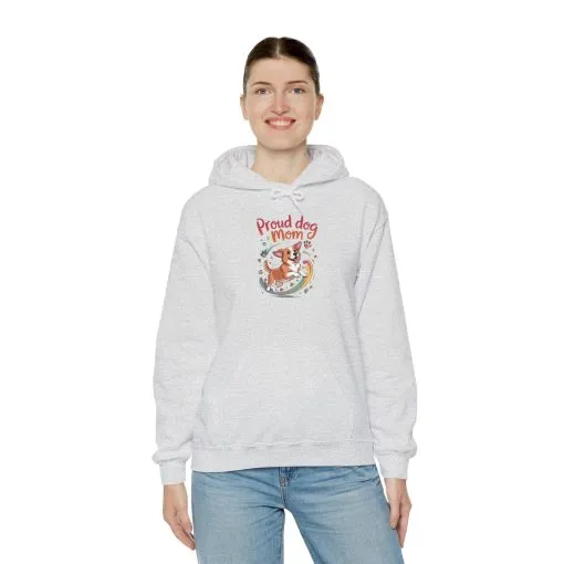 Proud Dog Mom Hoodie, Gift for Dog Owners, Dog Lover Apparel, Mother's Day Gift, Unisex Hooded Sweatshirt, Corgi Rainbow Print - Image 11