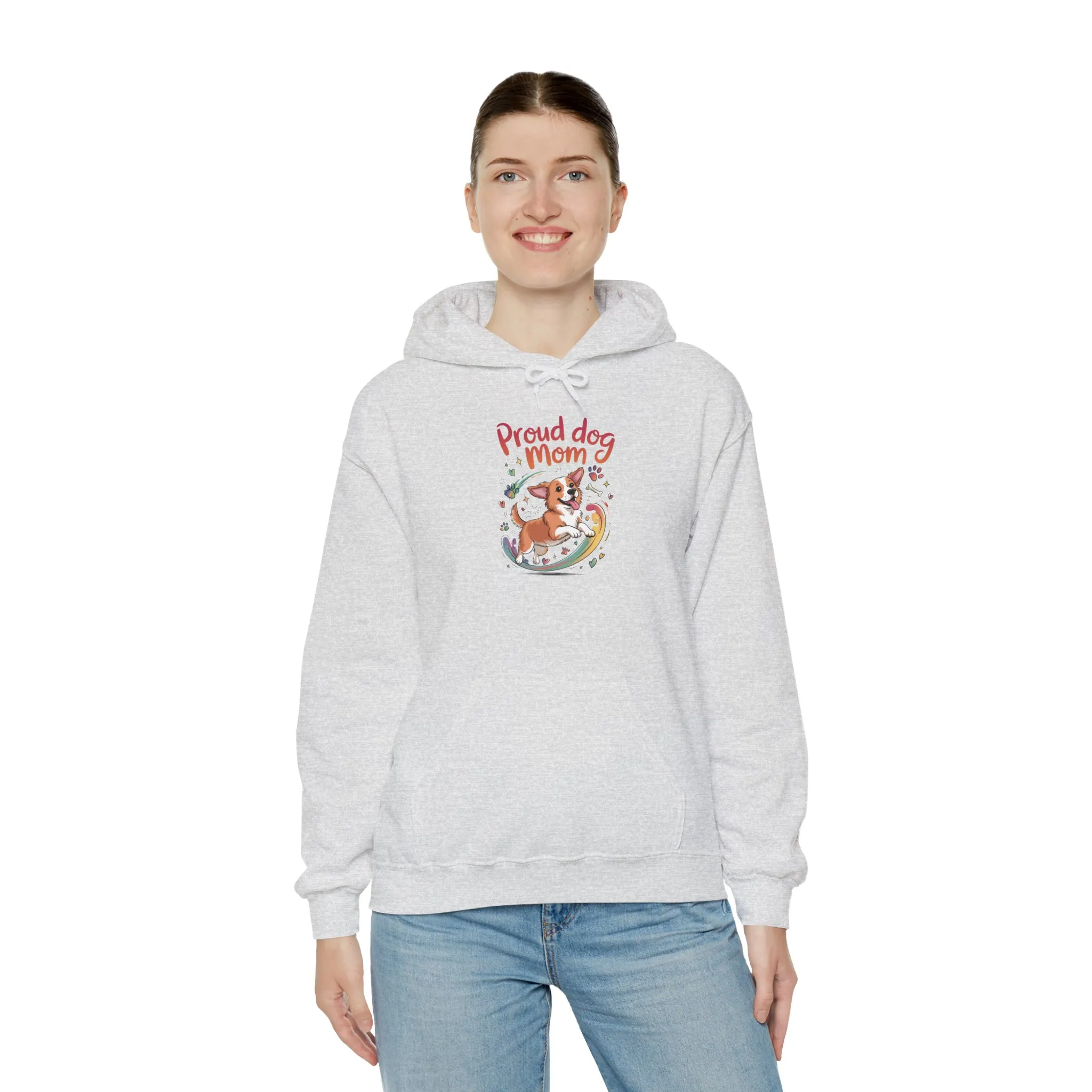 Proud Dog Mom Hoodie, Gift for Dog Owners, Dog Lover Apparel, Mother's Day Gift, Hooded Sweatshirt, Corgi Rainbow Print - Image 11