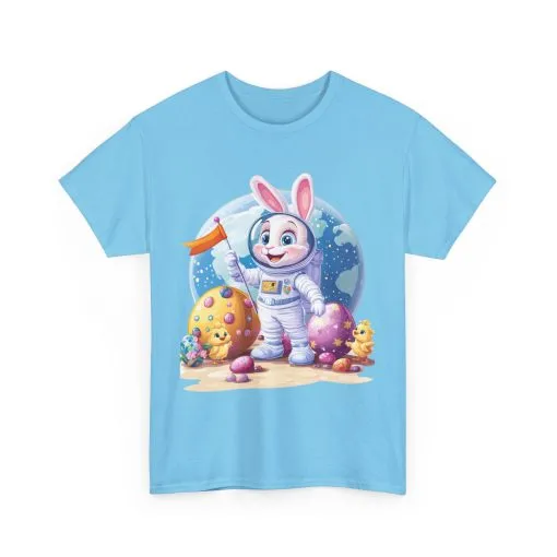 Space Bunny Unisex Heavy Cotton Tee - Cute Astronaut Design for Easter and Fun Occasions - Image 11