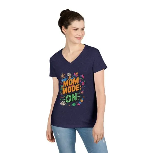 Mom Mode On Ladies V-Neck T-Shirt, Gift for Mom, Mother's Day Gift, Mother's Day Humor T-Shirt, Cute Mama Life Graphic Tee - Image 18