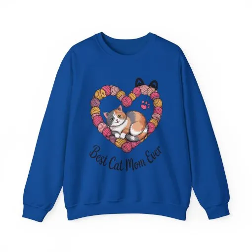 Best Cat Mom Ever Sweatshirt, Cozy Cat Lover Gift, Mother's Day Apparel, Pet Owner Sweatshirt, Cute Gift for Cat Moms, Yarn Themed - Image 31