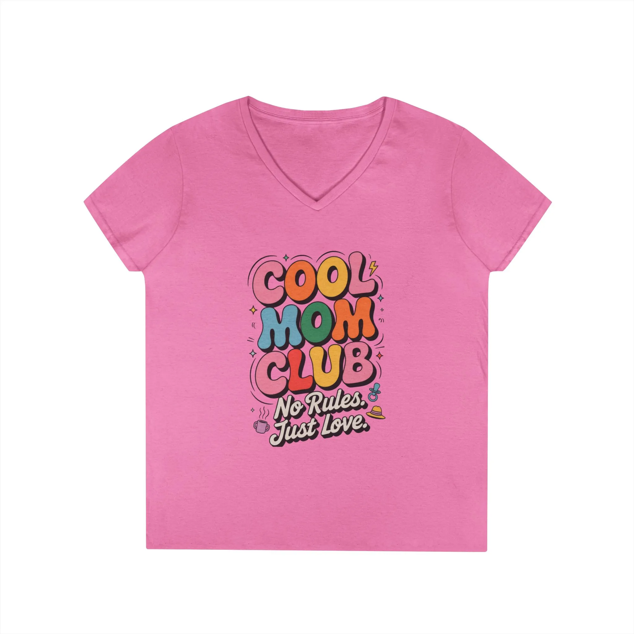 Cool Mom Club V-Neck T-Shirt, Fun Mom Shirt, Gift for Moms, Casual Graphic Tee, Mother's Day Gift, No Rules Just Love - Image 9