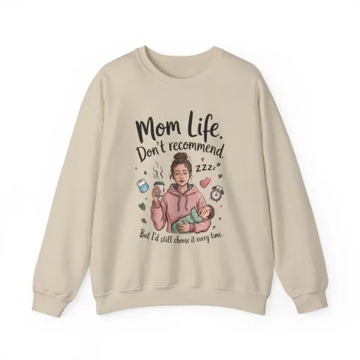 Mom Life Crewneck Sweatshirt, New Mom Gift, Cozy Everyday Wear, Funny Parent Apparel, Tired Mama Humor Tee - Image 9