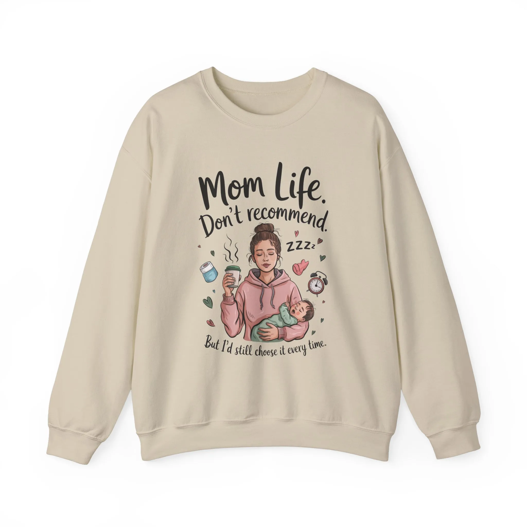 Mom Life Crewneck Sweatshirt, New Mom Gift, Cozy Everyday Wear, Funny Parent Apparel, Tired Mama Humor Tee - Image 9