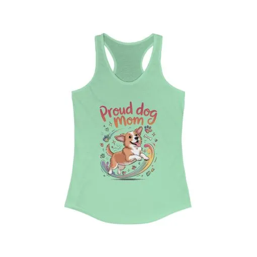 Proud Dog Mom Racerback Tank, Pet Lover Gift, Dog Owner Tee, Casual Workout Top, Funny Dog Mom Apparel, Summer Tank Top, Mothers Day Gift