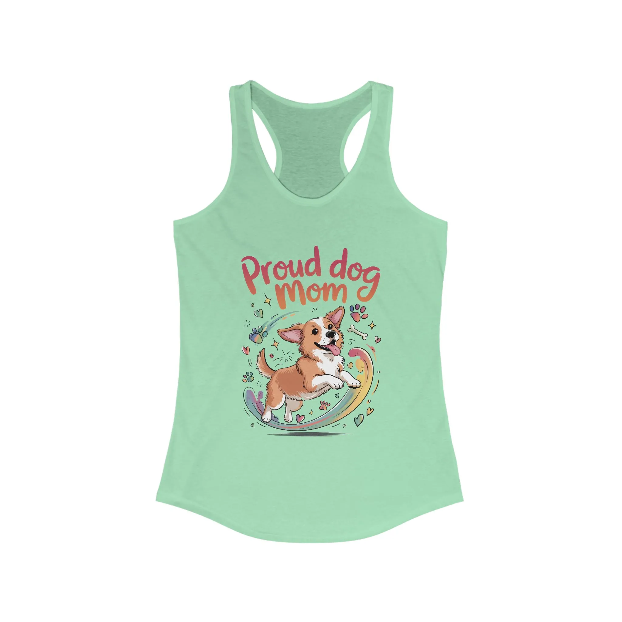Proud Dog Mom Racerback Tank, Pet Lover Gift, Dog Owner Tee, Casual Workout Top, Funny Dog Mom Apparel, Summer Tank Top, Mothers Day Gift