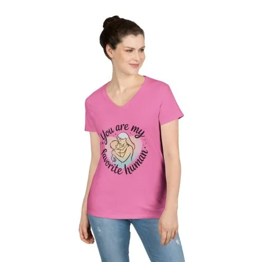 You Are My Favorite Human Mom Baby Tee, Mothers Day Gift, Pastel Heart Ladies V-Neck T-Shirt, Sentimental Mom Shirt - Image 12
