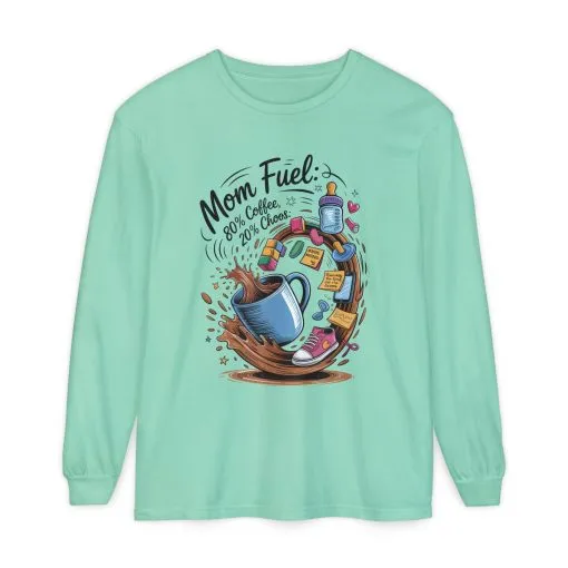 Mom Fuel Long Sleeve T-Shirt, Coffee Lovers Gift, Mother's Day Apparel, Cute Mom Shirt, Coffee Lover Mom Life Top, Coffee Lover's Tee - Image 29