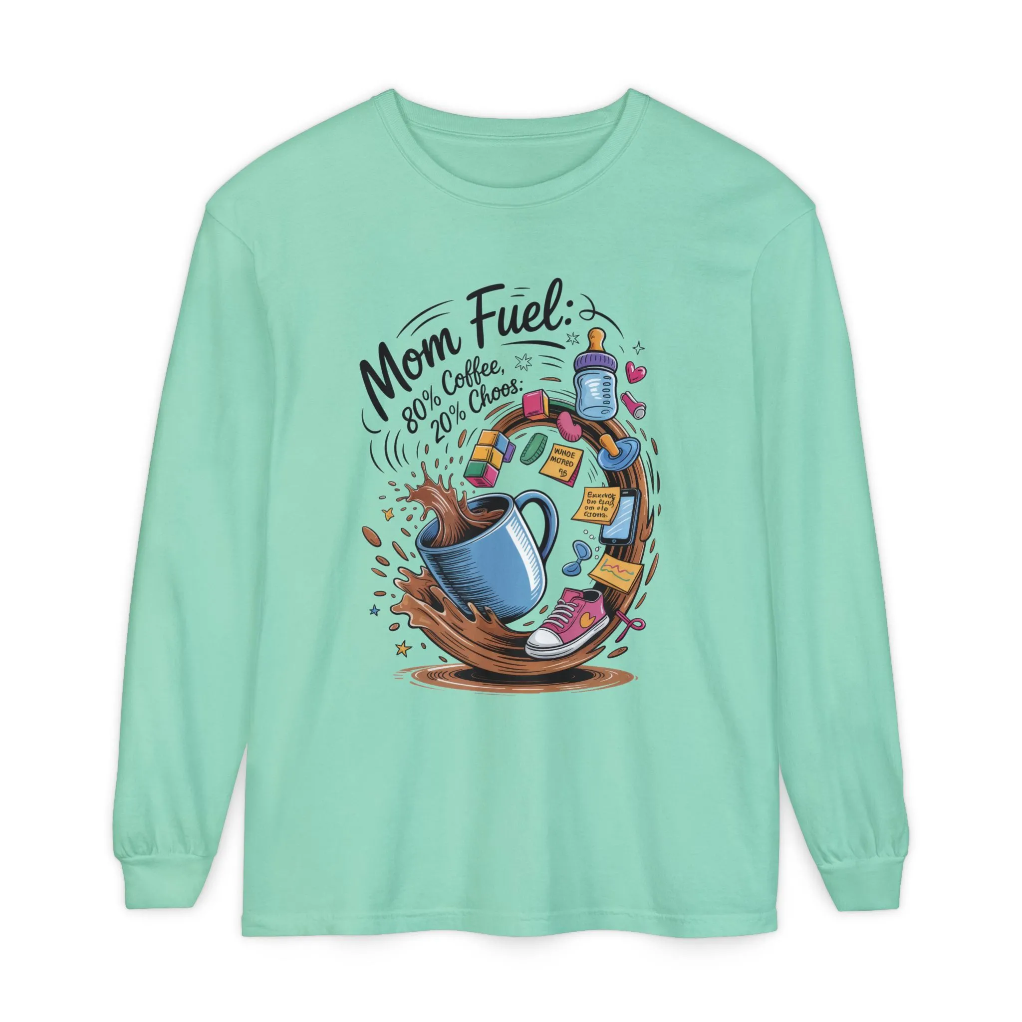 Mom Fuel Long Sleeve T-Shirt, Coffee Lovers Gift, Mother's Day Apparel, Cute Mom Shirt, Coffee Lover Mom Life Top, Coffee Lover's Tee - Image 29