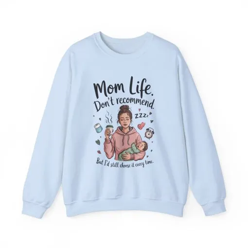 Mom Life Crewneck Sweatshirt, New Mom Gift, Cozy Everyday Wear, Funny Parent Apparel, Tired Mama Humor Tee - Image 37
