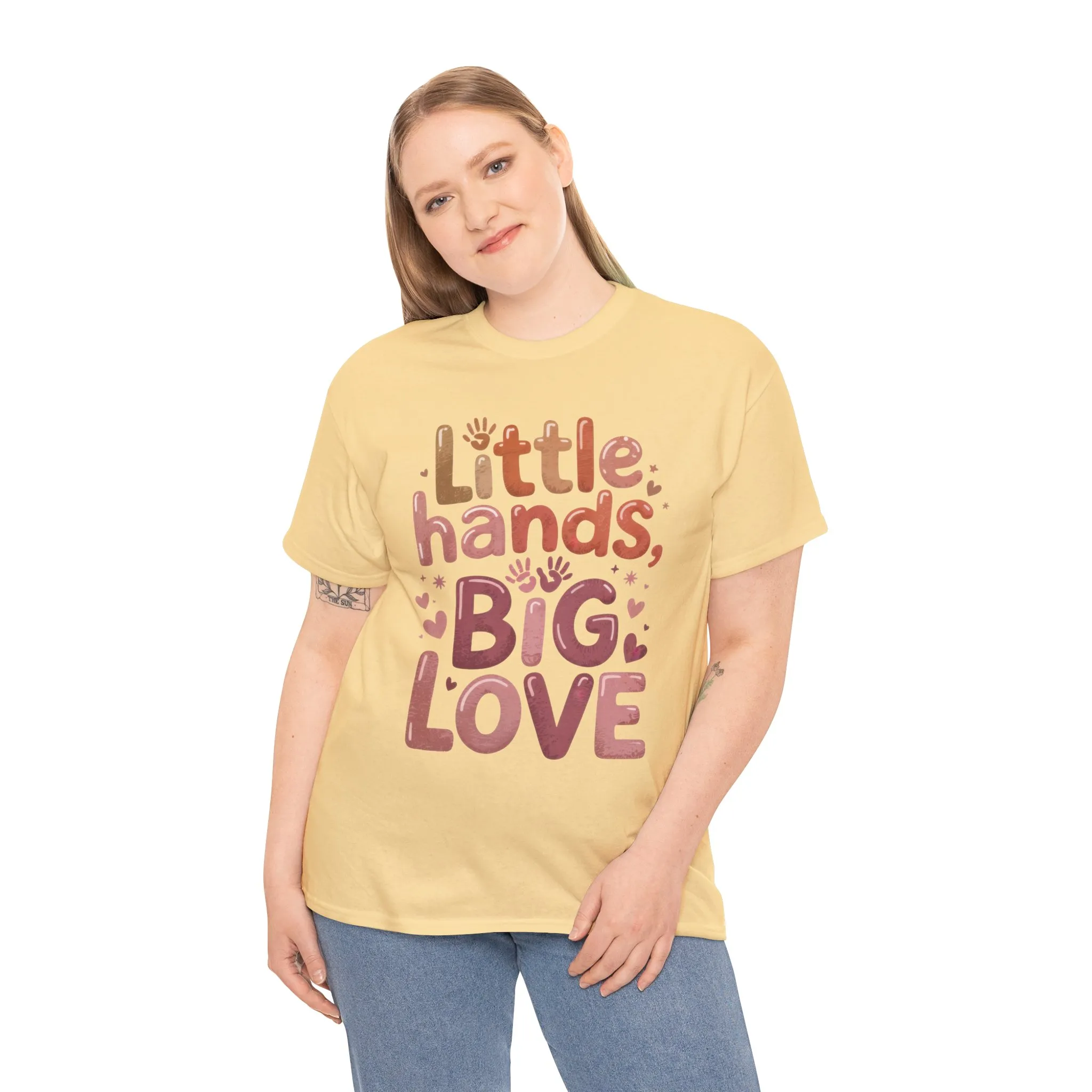Little Hands Big Love Shirt, Cute Unisex Heavy Cotton Tee for Moms, Dads, or Teachers, Family Love Quote T-Shirt, Mother's Day Gift - Image 29