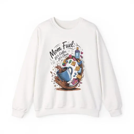 Mom Fuel Unisex Crewneck Sweatshirt, Perfect for Coffee Lovers, Gifts for Moms, Cozy Casual Wear, Funny Graphic Sweatshirt, Mother's Day - Image 5