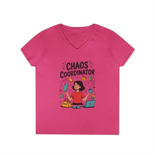 Chaos Coordinator Ladies' V-Neck T-Shirt, Funny Mom Shirt, Multitasking Mom Gift, Busy Mom Life Tee, Cute Mother's Day Gift for Mom - Image 16