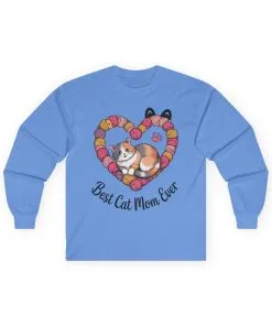 Best Cat Mom Ever Long Sleeve Tee, Cat Lover Gift, Pet Parent Apparel, Birthday Gift for Cat Moms, Cozy Cat Mom Shirt