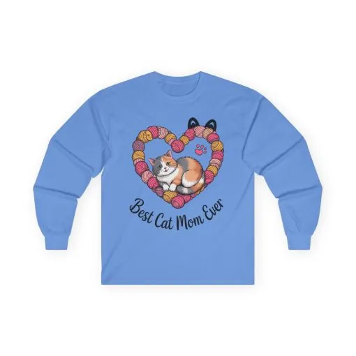 Best Cat Mom Ever Long Sleeve Tee, Cat Lover Gift, Pet Parent Apparel, Birthday Gift for Cat Moms, Cozy Cat Mom Shirt