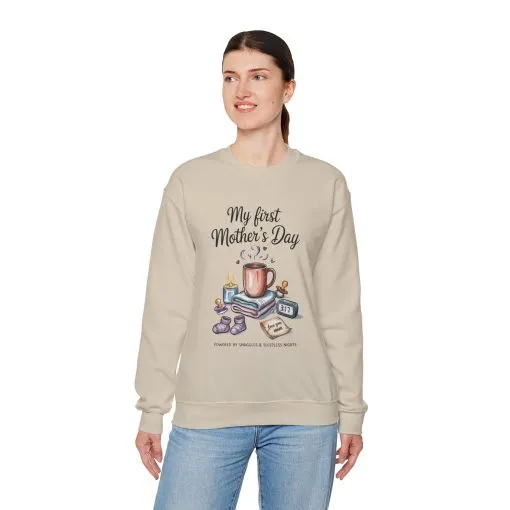 My First Mother's Day Sweatshirt, Cozy Crewneck for Moms, Gift for New Mothers, Baby Shower Tee, Snuggles & Sleepless Nights - Image 12