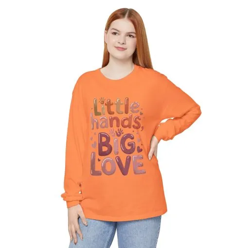 Little Hands, Big Love Long Sleeve T-Shirt, Perfect for Moms Gifts, Cute Mom Long Sleeve T-Shirt, Baby Showers Gift, mother's day Gift - Image 3