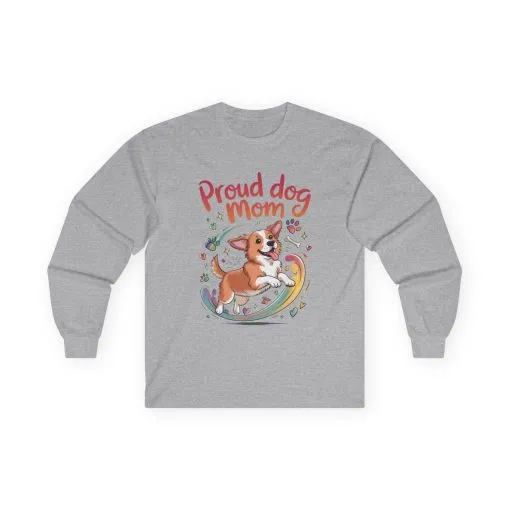 Proud Dog Mom Long Sleeve Tee, Cute Pet Lover Shirt, Gifts for Dog Owners, Mother's Day, Animal Lover Apparel, Dog Mom Apparel - Image 3