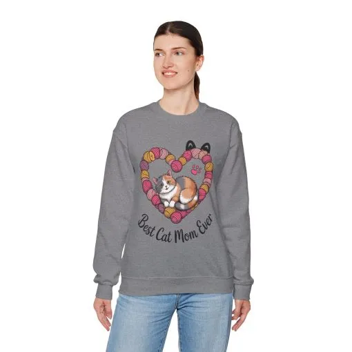 Best Cat Mom Ever Sweatshirt, Cozy Cat Lover Gift, Mother's Day Apparel, Pet Owner Sweatshirt, Cute Gift for Cat Moms, Yarn Themed - Image 12