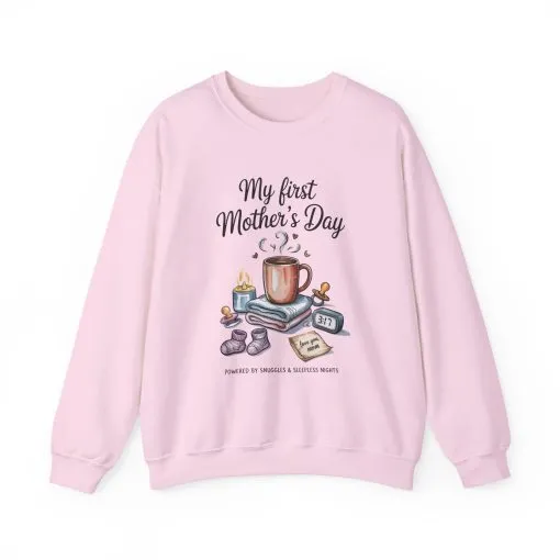 My First Mother's Day Sweatshirt, Cozy Crewneck for Moms, Gift for New Mothers, Baby Shower Tee, Snuggles & Sleepless Nights - Image 25