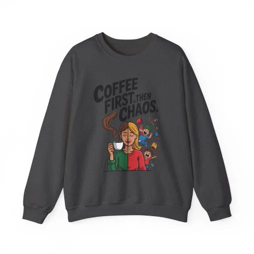 Coffee First Then Chaos Sweatshirt, Ideal Gift for Moms, Fun Casual Wear, Funny Mom Life Sweatshirt, Mother's Day Gift - Image 31