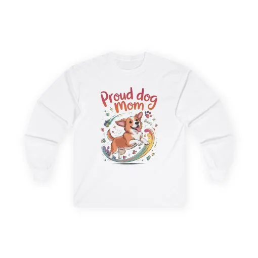 Proud Dog Mom Long Sleeve Tee, Cute Pet Lover Shirt, Gifts for Dog Owners, Mother's Day, Animal Lover Apparel, Dog Mom Apparel