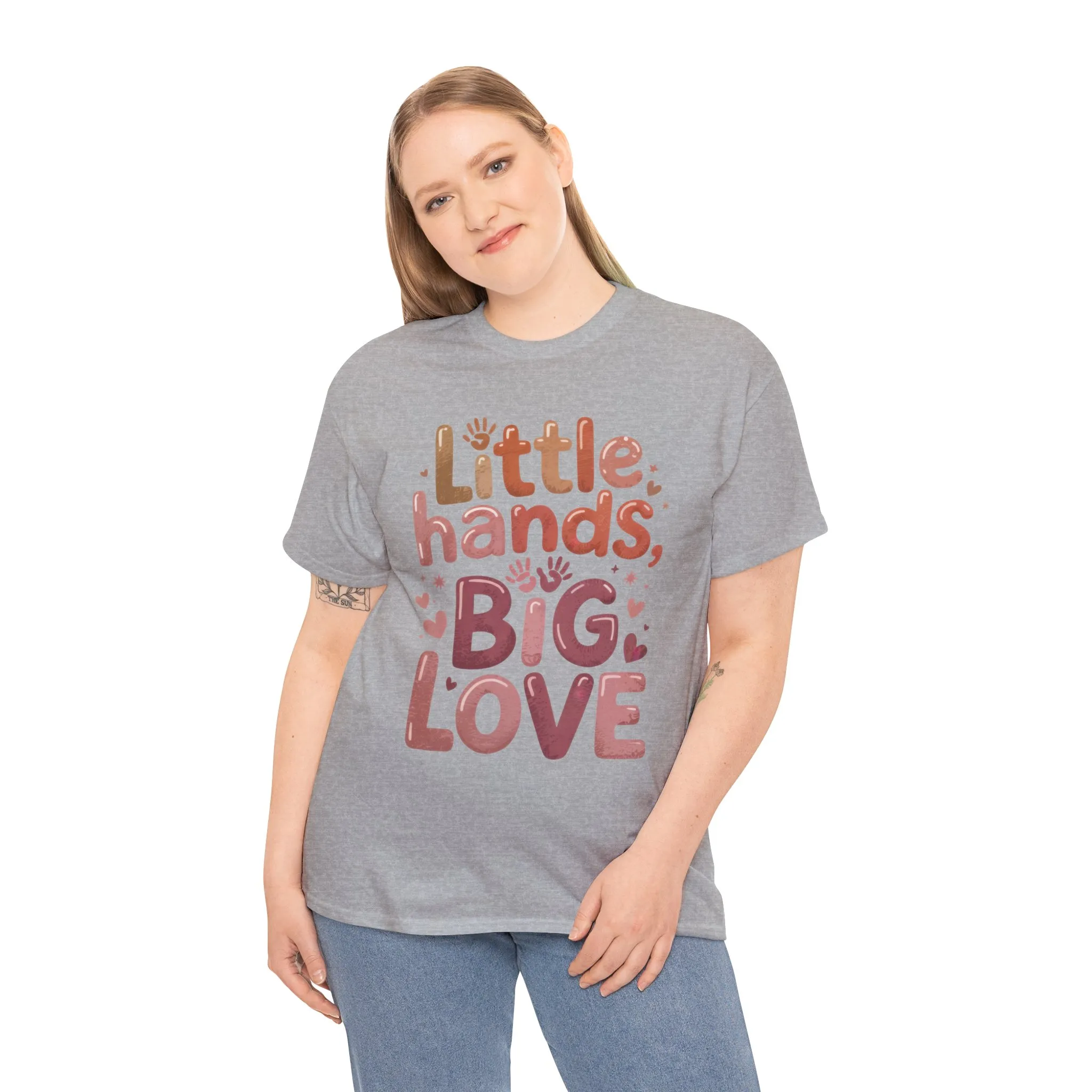Little Hands Big Love Shirt, Cute Unisex Heavy Cotton Tee for Moms, Dads, or Teachers, Family Love Quote T-Shirt, Mother's Day Gift - Image 11
