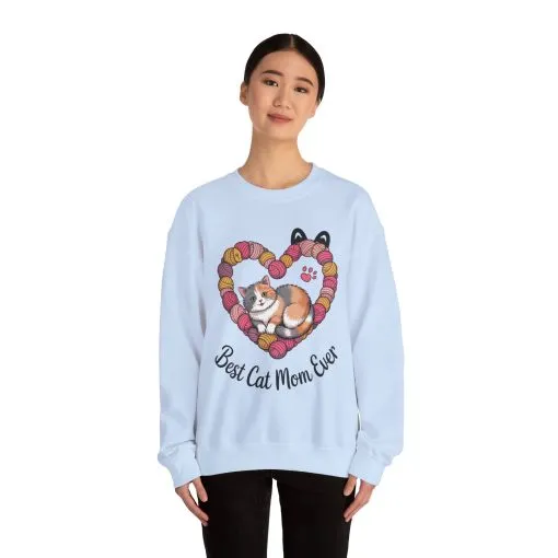 Best Cat Mom Ever Sweatshirt, Cozy Cat Lover Gift, Mother's Day Apparel, Pet Owner Sweatshirt, Cute Gift for Cat Moms, Yarn Themed - Image 14