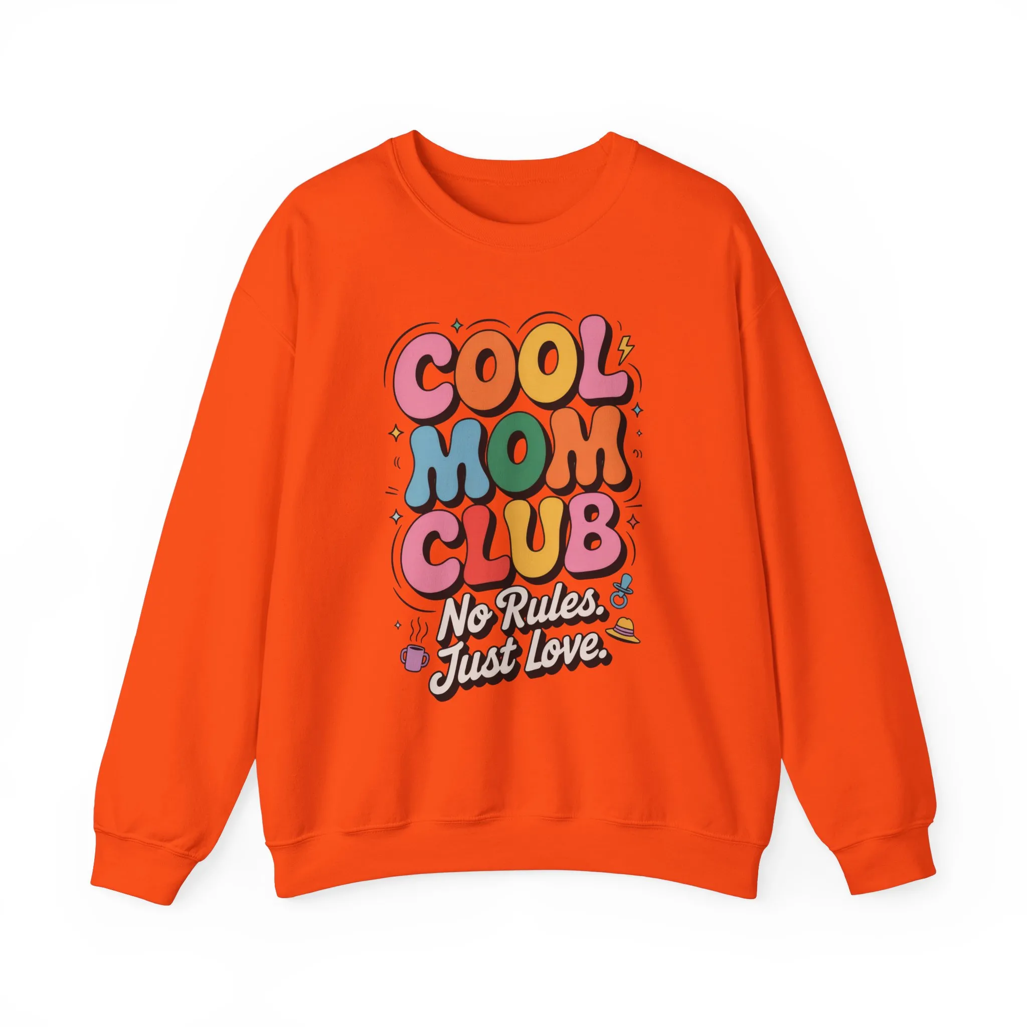 Cool Mom Club Sweatshirt, Gift for Moms, Mother's Day, No Rules Just Love, Retro Colorful Unisex Heavy Blend Crewneck - Image 10
